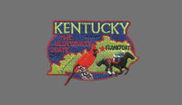 Kentucky Patch – KY State Travel Patch Souvenir Embellishment or Applique 3" The Bluegrass State Frankfort Capital Derby Racer Cardinal