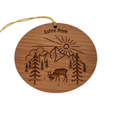 Estes Park Ornament - Elk Mountains Trees Sun Clouds - Handmade Wood Colorado Souvenir Christmas Ornament Travel Gift 3 Inch Rocky Mountain