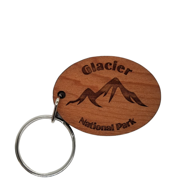Glacier National Park Keychain Montana Mountains Wood Keyring Key Tag Bag Travel Gift MT Rocky Mountains