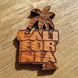 California Palm Trees Christmas Ornament Bubble Spellout Letters Handmade Wood Ornament Made in USA Laser Cut Cutout Shape CA Souvenir