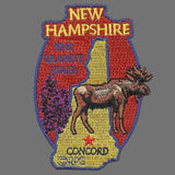 New Hampshire State Travel Patch NH Souvenir Embellishment or Applique 3" The Granite State Concord Moose Purple Lilacs  Iron On
