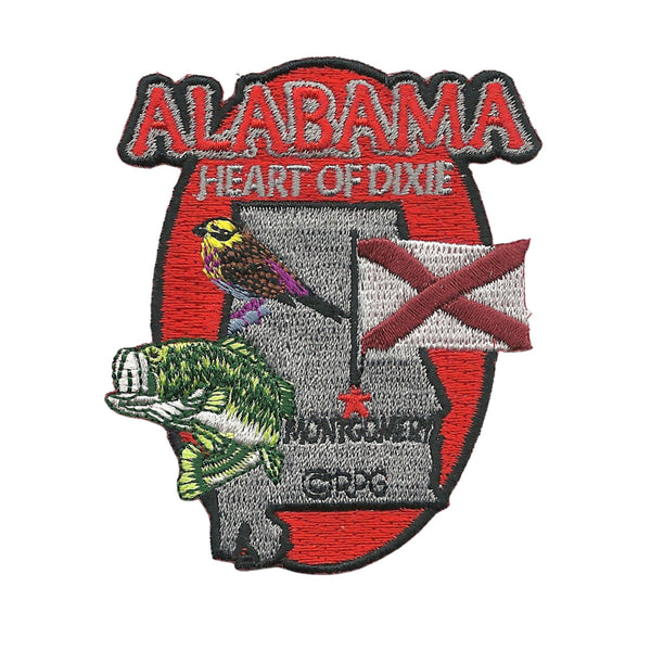 Alabama Patch – AL State Shape- Travel Patch Iron On – Heart of Dixie Souvenir Patch – Embellishment Applique – Travel Gift 3"