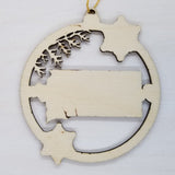 South Dakota Wood Ornament -  SD State Shape with Snowflakes Cutout - Handmade Wood Ornament Made in USA Christmas Decor