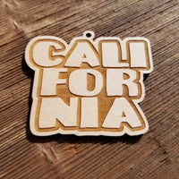 California Spellout Bubble Letters Christmas Ornament Handmade Wood Ornament Made in USA Laser Cut CA Souvenir