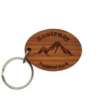 Kootenay National Park Keychain Mountains Wood Keyring British Columbia Souvenir Hiking Snowshoeing Cross Country Skiing Gift Key Tag Bag