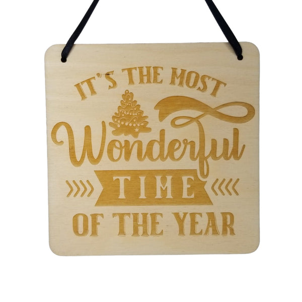 Christmas Sign - Its the Most Wonderful Time of the Year Hanging Wall Sign - Office Sign - Wood Sign Engraved - Decorating Gift