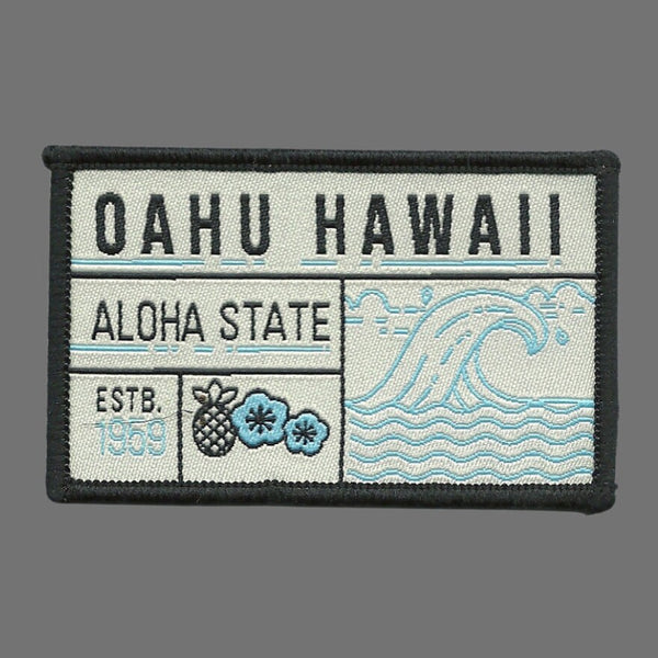 Hawaii Patch – Oahu HI Aloha State – Travel Patch Iron On – HI Souvenir Patch – Embellishment Applique – Travel Gift 3″ Waves