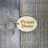Front Door Wood Keychain Key Ring Keychain Gift - Key Chain Key Tag Key Ring Key Fob - Front Door Text Key Marker