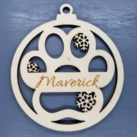 Personalized Paw Christmas Ornament Handmade Wood Ornament Made in USA Pet Ornament Cat Lover Dog Lovers Pet Gift New Pet First Christmas