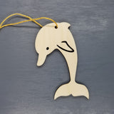 Dolphin Ornament - Handmade Wood Ornament - Dolphin Vertical - Christmas Ornament 2.75 Inch