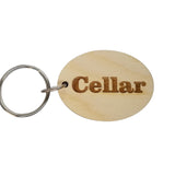 Cellar Wood Keychain Key Ring Keychain Gift - Key Chain Key Tag Key Ring Key Fob - Cellar Text Key Marker