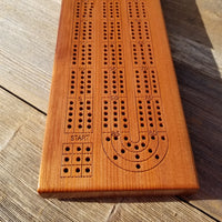 Redwood Wood Cribbage Board Handmade Laser Engraved 3 Player #442 USA Card Game Birthday Gift Christmas Gift California Souvenir