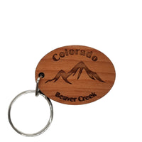Beaver Creek Colorado Keychain Wood Keyring Mountain CO Souvenir Travel Gift Mountains Ski Resort Skiing Skier Key Tag Bag