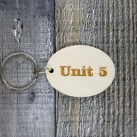 Unit Number Wood Keychain Key Ring Keychain Gift - Key Chain Key Tag Key Ring Key Fob - Storage Unit Number Text Key Marker