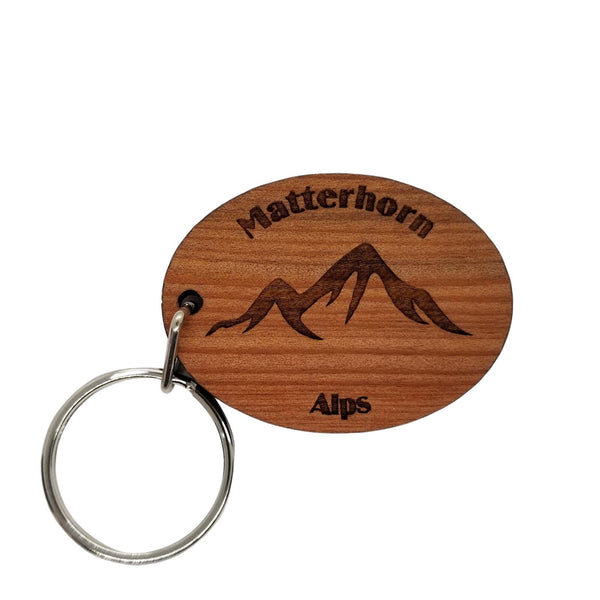 Matterhorn Keychain Alps Mountains Wood Keyring Mountain Climbing Alps Switzerland Italy Souvenir Travel Gift Key Tag Bag