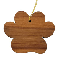 Personalized Paw Christmas Ornament California Redwood Made in USA - Pet Ornament