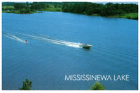 Vintage Indiana Postcard Mississinewa Lake IN 4x6 1980s Aerial View 1990s John Penrod Lake Trees Boat