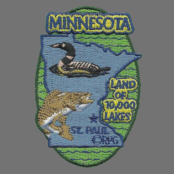 Minnesota Patch – State Travel Patch MN Souvenir Embellishment or Applique 3" Land of 10,000 Lakes St Paul Duck Fish