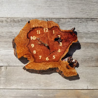 Wood Wall Clock Redwood Clock Handmade Wall Hanging Rustic Wedding Gift Burl Live Edge #355 Anniversary Mini 2 Tone
