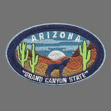 Arizona Patch – Coyote Cactus Sand Dunes Grand Canyon State – Travel Patch AZ Souvenir Embellishment or Applique AZ State 3" Iron On Oval