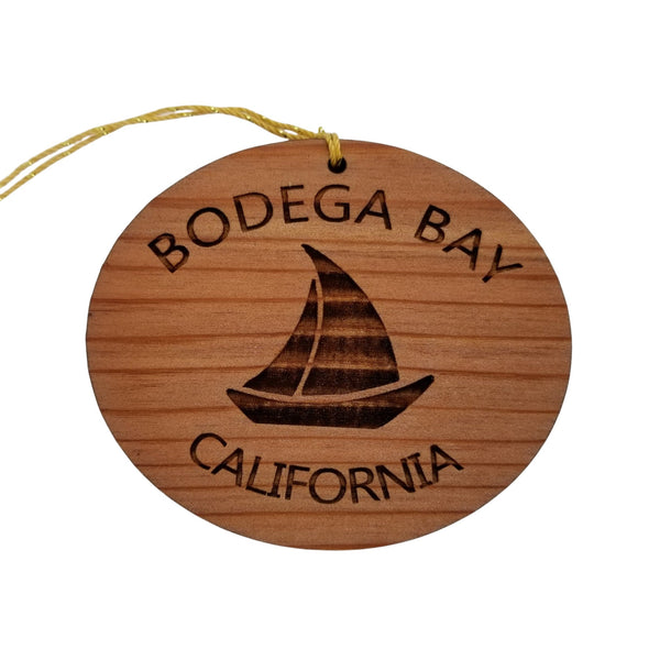 Bodega Bay California Ornament - Handmade Wood Ornament - CA Souvenir Sailing Sailboat - Christmas Ornament 3 Inch