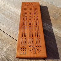 Redwood Wood Cribbage Board Handmade Laser Engraved 3 Player #442 USA Card Game Birthday Gift Christmas Gift California Souvenir