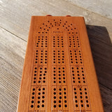 Redwood Wood Cribbage Board Handmade Laser Engraved 3 Player #442 USA Card Game Birthday Gift Christmas Gift California Souvenir