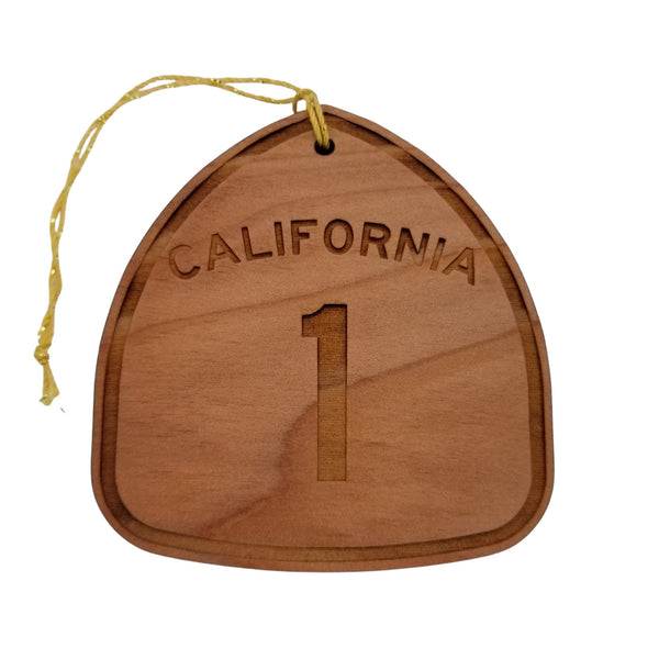 California 1 Ornament US Hwy Highway Road Sign Wood Ornament Made in USA Christmas Handmade Travel Souvenir Gift Redwood Finished