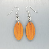 Redwood Earrings - Oval Wood Earrings - California Redwood Dangle Earrings - CA Souvenir Keepsake - Wood Gift Women Surfboard Look