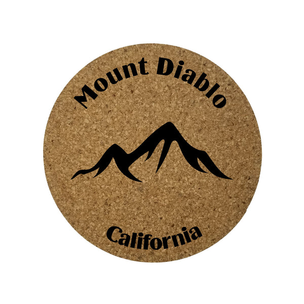 Mount Diablo California Cork Coasters Set of 4 Mountains Souvenir San Francisco Bay Area Contra Costa Travel Gift Memory