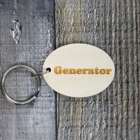 Generator Door Wood Keychain Key Ring Keychain Gift - Key Chain Key Tag Key Ring Key Fob - Generator Text Key Marker