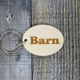 Barn Wood Keychain Key Ring Keychain Gift - Key Chain Key Tag Key Ring Key Fob - Barn Text Key Marker