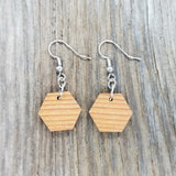 Redwood Earrings - Hexagon Wood Earrings - California Redwood Dangle Earrings - CA Souvenir Keepsake - Wood Gift Women Geometric