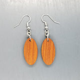 Redwood Earrings - Oval Wood Earrings - California Redwood Dangle Earrings - CA Souvenir Keepsake - Wood Gift Women Surfboard Look