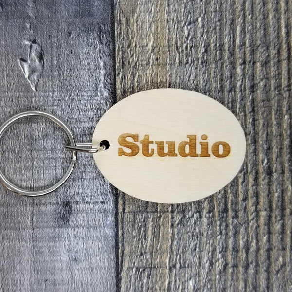 Studio Wood Keychain Key Ring Keychain Gift - Key Chain Key Tag Key Ring Key Fob - Studio Key Marker