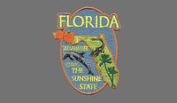 Florida Patch – State Travel Patch FL Souvenir Embellishment or Applique 3" The Sunshine State Tallahassee Capital Oranges Gator Dolphin