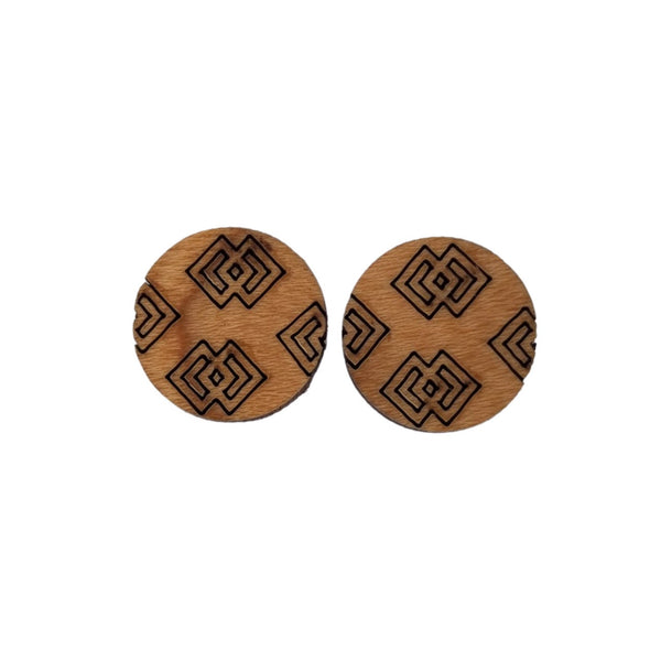 Double Diamond or Arrows Pattern Earrings - Cherry Wood Earrings - Stud Earrings - Post Earrings SCORED