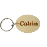 Cabin Wood Keychain Key Ring Keychain Gift - Key Chain Key Tag Key Ring Key Fob - Cabin Text Key Marker
