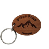Pikes Peak Keychain Colorado Mountains Handmade Wood Keyring Souvenir CO Ski Resort Skiing Pike National Forest Travel Gift Tag Key Ring