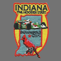 Indiana Patch – State Travel Patch IN Souvenir Embellishment or Applique 3" The Hoosier State Indianapolis Capital Drag Racing Car Cardinal