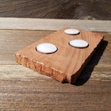 Tealight Candle Holder 3 Candles Wood Rustic Home Decor Handmade Wood Gift #527 Unique One of a Kind Gift Raw Unfinished Natural Redwood