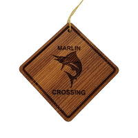 Marlin Crossing Ornament - Marlin Ornament - Wood Ornament Handmade in USA - Christmas Home Decoration - Marlin Christmas