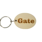 Gate Wood Keychain Key Ring Keychain Gift - Key Chain Key Tag Key Ring Key Fob - Gate Text Key Marker
