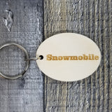 Snowmobile Wood Keychain Key Ring Keychain Gift - Key Chain Key Tag Key Ring Key Fob - Snowmobile Text Key Marker