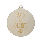 Baby's First Christmas 2021 Ornament - Skinny Thin Font - Handmade Wood Ornament -  Gift for New Moms - Gift For Grandparents - New Dads