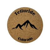 Telluride CO Cork Coasters Set of 4 Mountains Colorado Souvenir Mountain Ski Resort Skiing Skier Travel Gift Memory