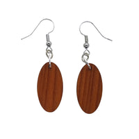 Redwood Earrings - Oval Wood Earrings - California Redwood Dangle Earrings - CA Souvenir Keepsake - Wood Gift Women Surfboard Look