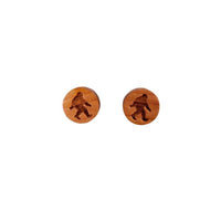 Bigfoot Earrings - Wood Earrings - California Redwood Stud Earrings - CA Souvenir Keepsake - Post Earrings - Sasquatch
