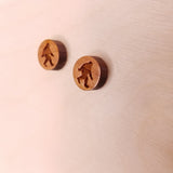 Bigfoot Earrings - Wood Earrings - California Redwood Stud Earrings - CA Souvenir Keepsake - Post Earrings - Sasquatch