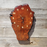 Wood Wall Clock Redwood Burl Handmade Rustic Slab #490 Anniversary Gift Birthday Gift Christmas Gift Wood Wall Art LG Clock